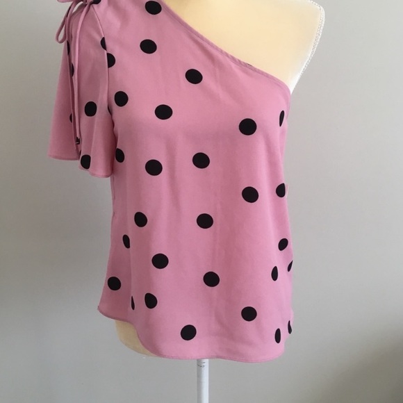NWT Bar III Pink Midnight Dot One Shoulder Blouse - Picture 3 of 9